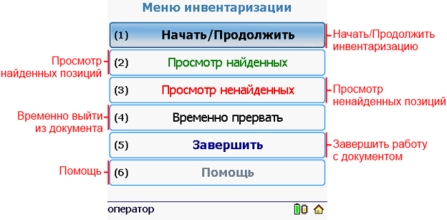 Меню программы на терминале Меню программы на терминале