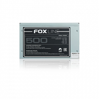 Блок питания 500Вт/ Power Supply Foxline, 500W, ATX, NOPFC, 120FAN